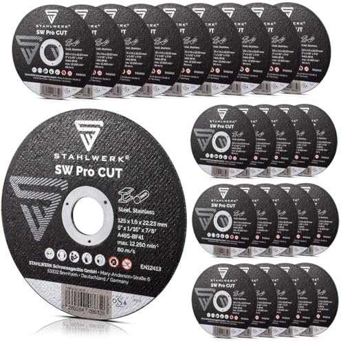 STAHLWERK SW Pro Cut Trennscheibe/Schleifscheibe Ø125 mm, optimale Schneideigenschaften, hohe Standzeit, 25er Set