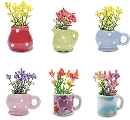 Cute Plant Fridge Magnets Funny Mini Plant Magnets for Fridge, Simulation Ceramic Flower Vase 3D Refrigerator Magnet Set 6 Pack,Decoration for Kitchen,House,Office,Whiteboard
