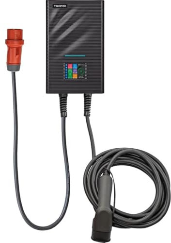 Telestar EC 311 S6-11 kW Smarte Wallbox mit CEE Stecker - Starkstrom Stecker/mit 6m Kabel (Stecker Typ 2, Elektro Hybrid Auto, WLAN, Bluetooth, App Steuerung, IP66), Schwarz, 100-300-1/1