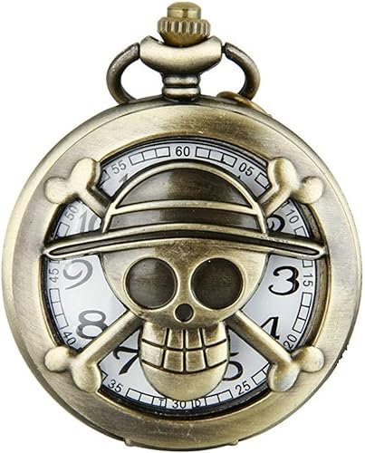 AUGEN Premium Taschenuhr Metall Schlüsselanhänger Totenkopf Retro Vintage zum Verschenken mit Schlüsselring Anti-Rost (1 Stück)
