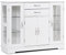 TANGZON Storage Cabinet, Sideboard with 2 Glass Doors, 2 Drawers & Adjustable Shelves, Wooden Buffet Cupboard for Kitchen, Dining Room and Living Room (White)