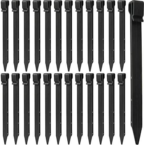LATERN 25 Pièces Piquets de Sol en Plastique, 25CM Piquets de Bordure de Paysage Robustes Piquets de Tente Pointes d'ancrage pour Tentes Planche Terrasse Bordure Pelouse Jardin Extérieur (Noir)
