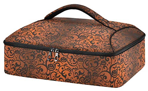 RPLIFE Porta casseruola isolata, porta scaldapiatti, portatile, ideale per feste, viaggi, escursioni, borsa termica per casseruola, motivo: Halloween