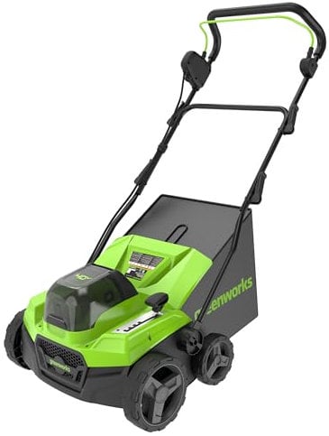 Greenworks Scarificatore Rastrello Arieggiatore a Batteria, Motore Brushless, 3100giri/min., Larghezza 38cm,5 Profondità, Collettore 45l,SENZA Batteria 40V e Caricabatterie,Garanzia 3 Anni GD40SC38II