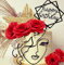 JeVenis Red Acrylic Minimalist Art Lady Face Cake Topper Rose Cake Topper Vintage Rose Flower Wedding Cake Toppers for Wedding Bridal Shower Birthday Party