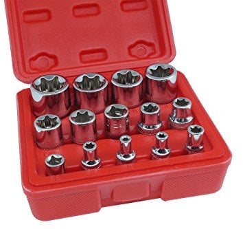 SET chiavi a bussola torx attacco 1/4 3/8 1/2 femmina da 4-24 mm 14 PZ