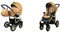 BabyLux Gold Lux 2-in-1 Baby Kinderwagen Tief und Kinderwagen mit Zubehör Verstellbar und faltbar Aluminium Konstruktion Wasserdicht Nicht abnehmbare Räder Sand Pearl Gold Frame