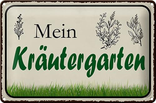 Femer Blechschild Spruch 30x20cm mein Kräutergarten Garten
