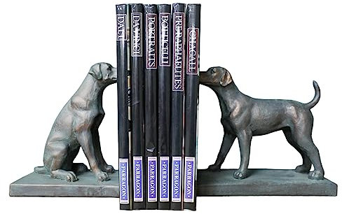 Hunde-Buchstützen, 2 Stück, Labrador, schwarz, stehend, Tier, Bücherregal, Stopper, Vintage-Ornament