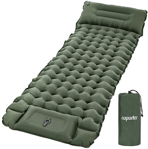 ROPODA Isomatte Selbstaufblasend Outdoor, Isomatte Camping mit Fußpresse Pumpe, Wasserdicht Camping Matte, Ultraleicht Isomatte mit Kissen für Outdoor, Camping, Wandern (Grau)