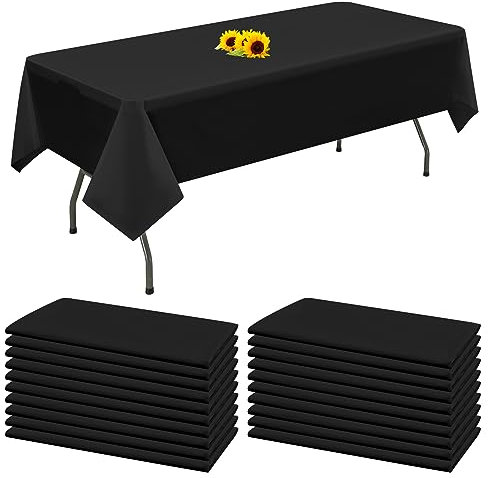 20 Packungen Einweg-Tischdecken Schwarz rechteckige Kunststoff-Tischdecke 137 cm x 274 cm Premium-schmutzabweisende/wasserdichte Tischdecken für Geburtstag,Hochzeit,Party,Grillen,Picknick-Dekoration