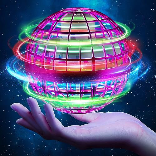 ANOEPUY Fliegender Ball, Orbi Ball mit RGB Licht, Fliegender Ball für Kinder, Fly Spinning Ball, Dekompressionsflugzeug Geschenke für Kinder (Lila)