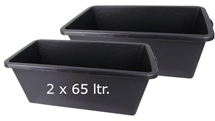 2 Stück Mörtelwanne 65L Profi-Line | Mörtelkasten 65 Liter | aus robustem flexiblen Kunststoff | 30,5x80x40cm | Made in Germany
