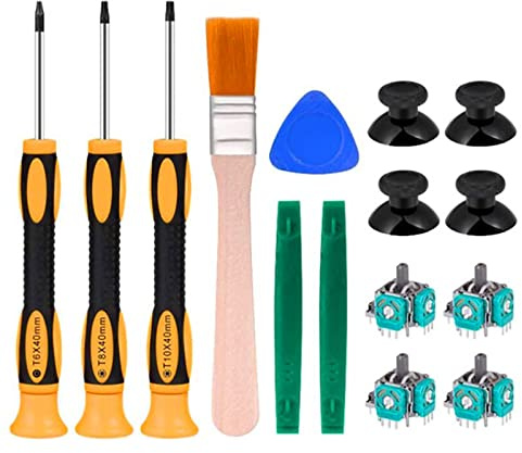 Vomeko Kit di ricambio per joystick analogico 3D per PS4 - Kit di riparazione levetta per controller Playstation 4 Include 4 levette per joystick, parti di ricambio e cacciavite.