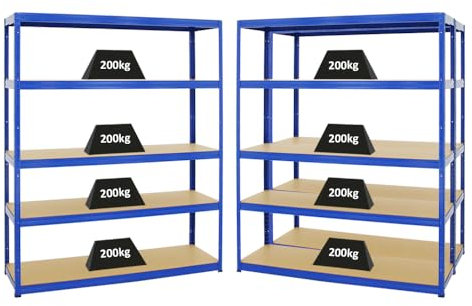 PROREGAL Mega Deal 3er-Set Schwerlastregale Giant Elephant 180x150x45cm mit 5 Ebenen Fachlast 200kg Blau, Kellerregal, Steckregal, Garagenregal, Lagerregal