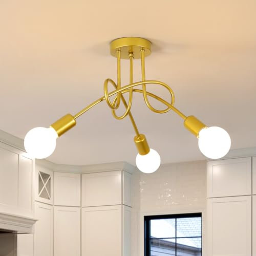 Toolight Industrielle Deckenleuchte E27, 3-Flammige Deckenlampe Metall Gold, Kreative Kronleuchter für Schlafzimmer Wohnzimmer Esszimmer Flur Küche, Ø40cm (ohne Glühbirne)