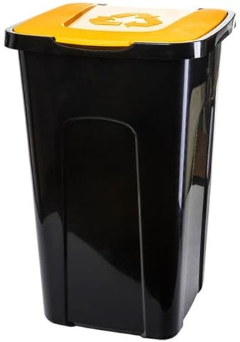 Centi Abfalltonne 50L Recycling Farbauswahl Mülltonne mit Klappdeckel Mülleimer Abfalleimer Mülltrennung (Gelb)