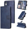 E-Lush Cover per iPhone XR Pelle Sintetica, Portafoglio Custodia per iPhone XR Cover Carta Fessura Wallet Libro Flip Case Magnetica Supporto Cellulare Antiurto Protezione, Blu