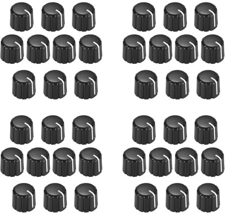 PHTOIT 40 Stücke Potentiometer Steuerung Knobs für Elektrische Gitarre Volume Tone Knobs Schwarz D Typ 6mm