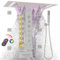 GETSHOWERSET Multi Functions Thermostatic Shower Mixer Set with 6pcs Body Jets and Spray, Brass Concealed Shower System with LED Large 3 In 1 Modes 14x20inch Rain Shower Head and Spout, Brushed Nickel