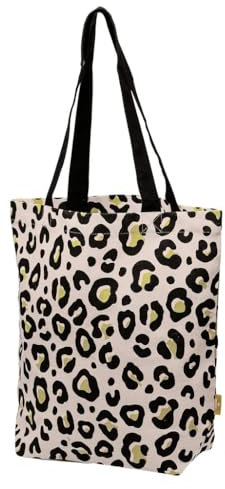 moses. Shopper Bio-Baumwolle Leo | Maße 37 cm x 38 cm x 13 cm | Einkaufstasche aus Bio-Baumwolle | Beutel zum Einkaufen I Alltagstasche I Stoffbeutel Leoprint