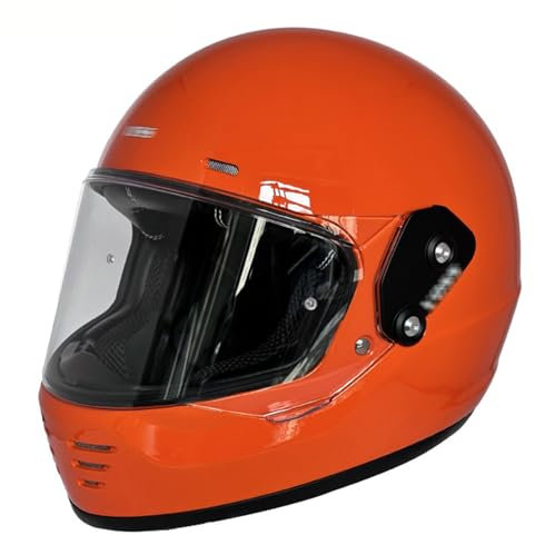 DXDRT Unisex-Adult Full Face Retro Motorrad Helm DOT/ECE Genehmigt Motorrad Roller Moped Street Bike Racing Helm Mit Clear Visor Für Erwachsene Männer Und Frauen,Orange,XXL 63~64cm