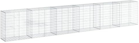 vidaXL Panier gabion avec couvercle 600x50x100 cm fer galvanisé, mur en gabion, mur de soutènement en gabion, clôture en gabion, gabion, cage gabion
