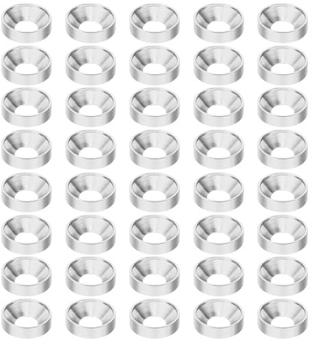 PATIKIL Rondelle Fraîche M8 à Tête Fraisée, 40 Pièces en Alliage d'Aluminium Anodisé pour Boulon de Goupille Plate pour Pièces d'Accessoires Mécaniques Modèles DIY, Ton Argent