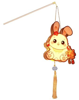 Sunicon 2 Stück Hasenlaternen, PVC-Mittherbstfest-Laterne, handgefertigte Tierlaterne, die Jadehasen-Palastlaterne für Kinder