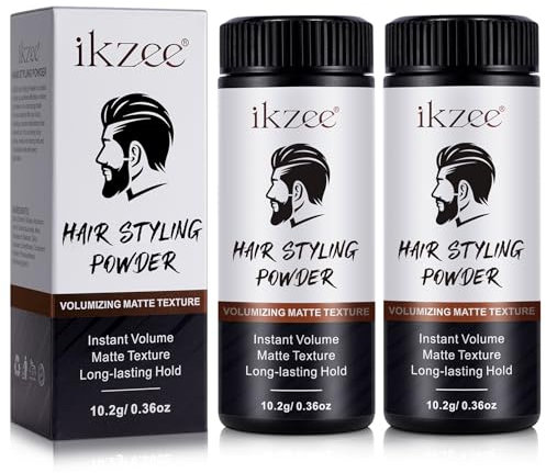 Lot de 3 poudres de coiffage pour homme - Aspect naturel - Texture mate - Tenue longue durée - Facile à appliquer - Non grasse
