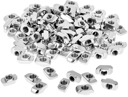QWORK® 100 piezas Tuercas para ranuras en T, tuercas para ranuras en T M6, ranura de 8 mm, para perfiles de aluminio de 30 mm