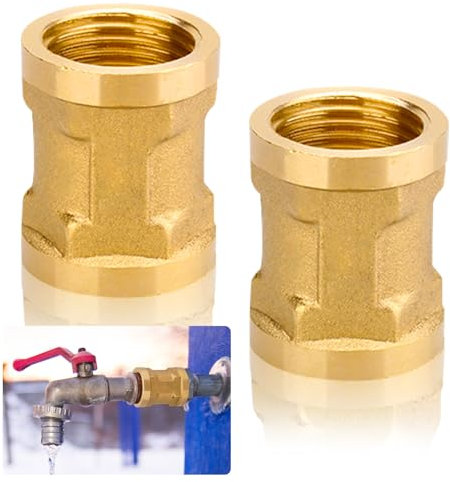 2 Stück Messing Muffe, 1/2 Zoll Innengewinde Verbindungsstück, G1/2 Doppelmuffe Anschlussnippel, DN15 Messing Gewindefitting, für Rohranschluss, für Wasser, Luft und Öl