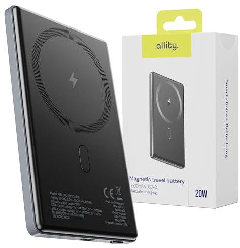 Allity Power Bank Wireless APB-300 PD QC 20W 5000mAh Grey Magnetic