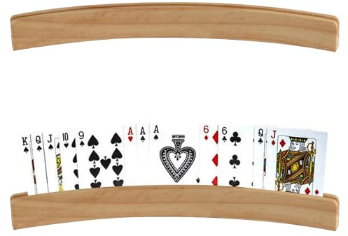 Zxglxinyao 2 st spelkortshållare i trä, böjda spelkorthållare, handsfree pokerkortshållare stativ ställ för brospel UNO korthållare organisatörer