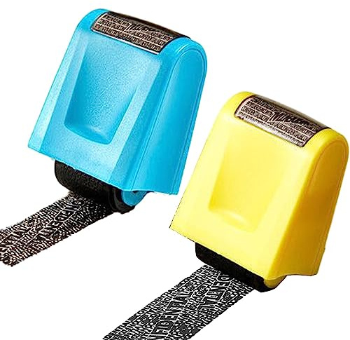 2Pcs Identity Theft Protection Roller Stamp,Protect Your ID Theft Protection Rolling Stamps,Wide Privacy Ink Roller Confidential Stamp for Mail Address ID Blackout