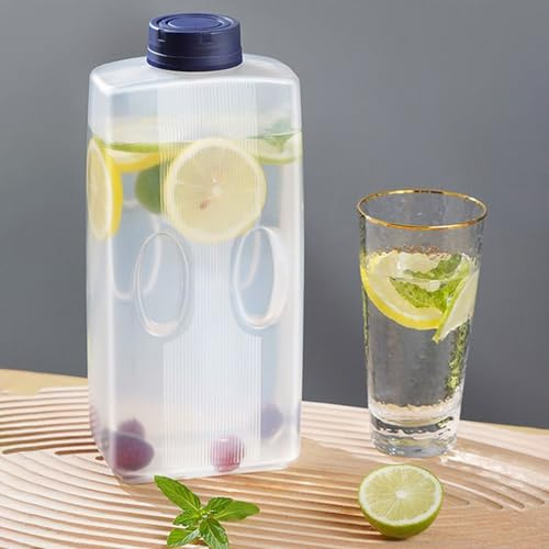 2l Empty Juice Bottle, Leak Proof Fridge Water Dispenser, Fridge Jug, Cold Juice Bottle, with Scale, for Hot Days Picnic Hiking Cycling Gathering