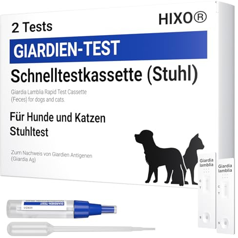 HIXO 2X Giardien Schnelltest für Hund & Katze – Zuverlässiger Darmparasiten Test bei Durchfall und Giardiose – für Hunde & Katzen