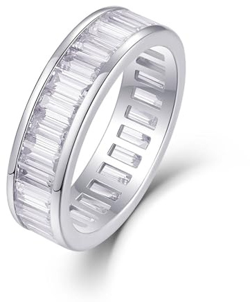 Skcess Platin Ring Damen, Engagement Ring 2X4mm Moissanit Weiß 6.4ct Größe 45 (14.3)