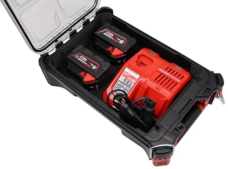 Kompatibel mit MILWAUKEE Packout Compact – 3D-gedruckter PLA+ Einsatz für Ladegerät und Akkus | Organizer für Compact Box – Sicher, kompakt & robust