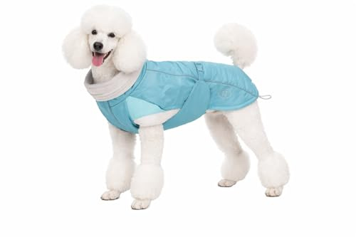 Spirit Softshell Hundemantel Pacific – Warmer, wasserabweisender Wintermantel für Hunde mit Fleece-Futter, reflektierend, verstellbar, Leinenöffnung, türkis (50cm)
