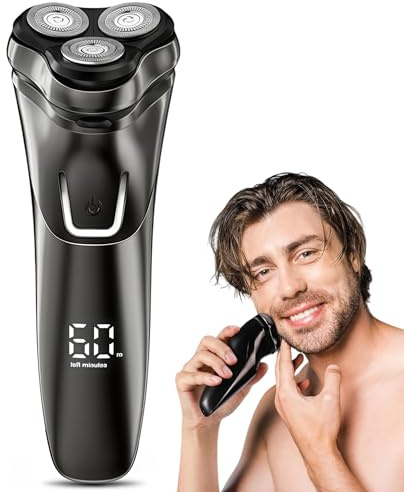 Oryzon Men's Razor V1 Pro Elektrischer Herrenrasierer, 5D Rotationsrasierer mit Popup-Trimmer und Flexiblen Scherköpfen für Präzise Bartpflege auf Reisen (Grey)