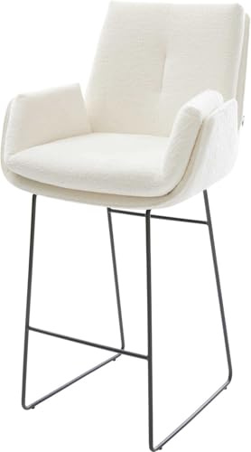 DELIFE Barstuhl Clea-Flex Kufengestell Metall Schwarz Bouclé Soft Beige