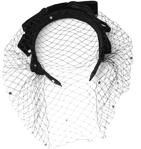 Schwarzer Schleier, Netz Stirnband, 1920er Jahre Fascinator Kopfschmuck, Vogelkäfig Haarschmuck für Braut Halloween Partys, Halloween Kostüm Stirnband