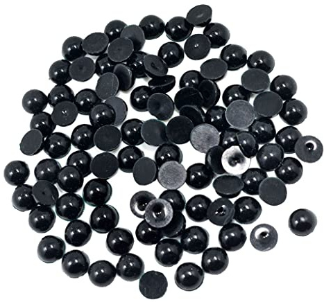 Halbrunde Perlen Schwarz zum Aufkleben, Halbperlen zum Basteln, Schwarze Perlen mit Flacher Rückseite, Black Half Pearl Beads für DIY Handwerk Schmuck Hochzeit Kleid Nail Art, 10mm 100pcs