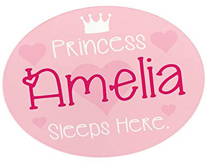 Personalised Kids Bedroom Metal DOOR Plaque Sign, Princess HEART gifts for the home