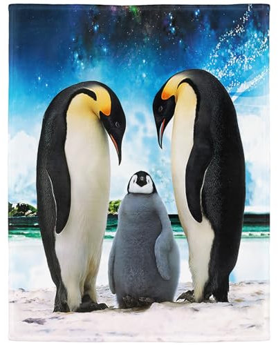 YISUMEI Kuscheldecke Blauer Himmel Pinguin Decke Flauschige Weich Fleecedecke für Sofa Bett 100x150cm