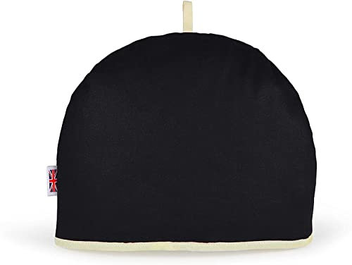 Muldale Black Tea Cosy for Teapot Large - Insulated Thermal 100% Cotton Extra Thick Wadding - Designed in England - Tea Cozy Covers Fit 1 to 6 Cup