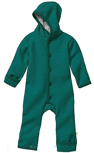 disana WALK-OVERALL, 100% Bio-Merinowolle GOTS, IVN Best | mit Umklappbündchen | Newborn Baby Kleinkind Kind Unisex | Made in Germany | Pacific Gr. 74-80