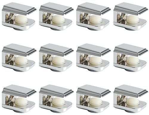 Sayayo Glass Shelf Brackets Glass Clamp Shelf Supports Chromed Finished, Adaptive 5-8MM Thickness, Zinc Alloy, 12Pcs