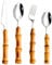 EME Set de Cubiertos Bambu Natural 24 piezas de Acero Inoxidable. Incluye: 6 Cuchillo de mesa, 6 Cuchara de mesa, 6 Tenedor de mesa y 6 Cuchara de café postre.